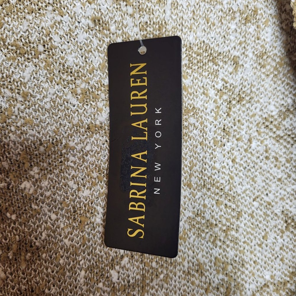New Sabrina Lauren Women's Sweater Size Large Tan Animal Print Cardigan Jacket‎ - Picture 6 of 9